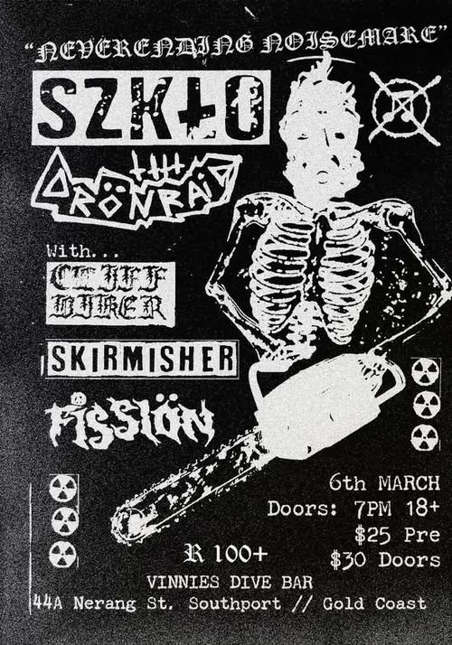 NEVER ENDING NOISEMARE - Szklo (Melb) & Drönraid (Melb) @ Vinnies Dive Bar